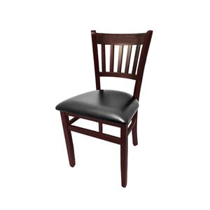 Oak Street Manufacturing Vertical Back Wood Chair w/ Mahogany Finish & Vinyl Seat - WC102MH
