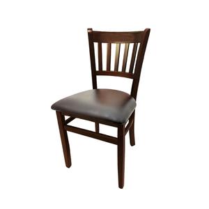 Oak Street Manufacturing Vertical Back Wood Chair with Walnut Finish & Vinyl Seat - WC102WA 