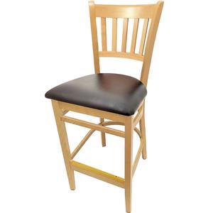 Oak Street Manufacturing Vertical Back Wood Bar Stool with Natural Finish & Vinyl Seat - WB102NT 