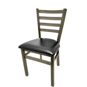 Oak Street Manufacturing Clear Coat Ladderback Metal Dining Chair w/ Vinyl Seat - SL135C