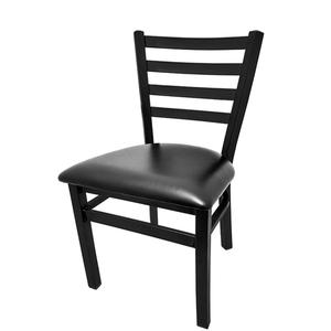 Oak Street Manufacturing Wrinkle Finish Ladderback Metal Dining Chair w/ Vinyl Seat - SL3160