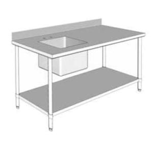 GSW USA 60" x 30" 16 Gauge Stainless Steel Work Table w/ Prep Sink - WT-PS3060L