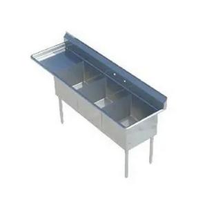 Falcon Food Service 10in x 14in (3) Compartment Stainless Steel Commercial Sink - E3C-10X14-L-15 