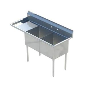 Falcon Food Service 18in x 18in (2) Compartment Stainless Steel Commercial Sink - HD2C-18X18-L-18 