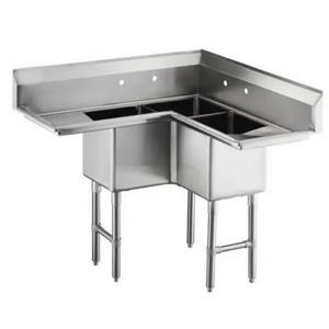 Falcon Food Service 14" x 14" (3) Compartment Stainless Steel Corner Sink - HD3C-14X14-2-14C