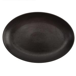 Oneida Luzerne Lava Black 14.5" Oval Porcelain Fish Dish - 6 per cs - L6500000380
