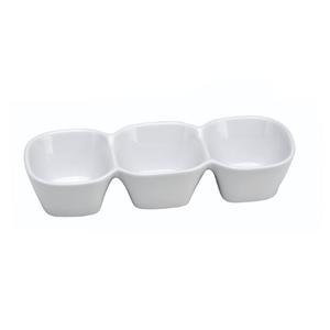 Oneida Buffalo Bright White 12in x 4Â¾" 3-Compartment Porcelain Dish - F8010000895 