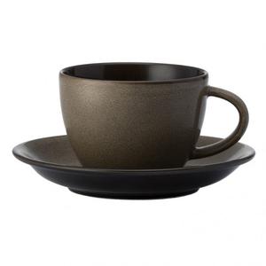 Oneida Rustic Chestnut 4.25" Two-Tone Porcelain Espresso Saucer - L6753059501