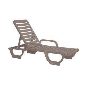 Grosfillex Bahia French Taupe Resin Stacking Chaise - 6 Per Set - 44031081 