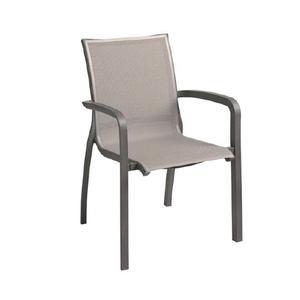 Grosfillex Sunset Gray Fabric Outdoor Stacking Armchair - 4 Per Set - UT664288 