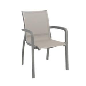 Grosfillex Sunset Gray Fabric Outdoor Stacking Armchair - 4 Per Set - UT664289 