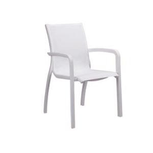 Grosfillex Sunset White Fabric Outdoor Stacking Armchair - 16 Per Set - UT646096 