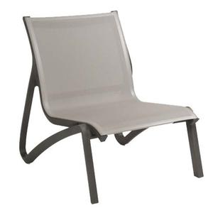 Grosfillex Sunset Gray Fabric Outdoor Stacking Lounge Chair - 4 Per Set - US001288 