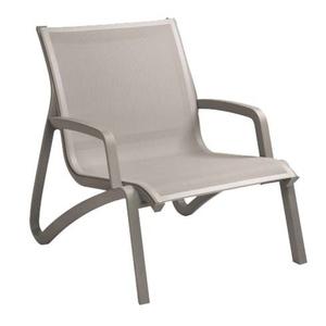 Grosfillex Sunset Gray Outdoor Stacking Lounge Chair - 4 Per Set - US001289 