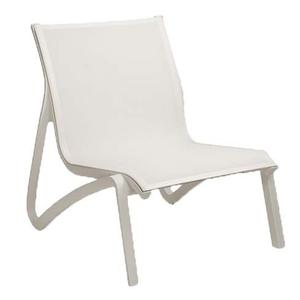 Grosfillex Sunset White Fabric Outdoor Stacking Lounge Chair -4 Per Set - US001096 