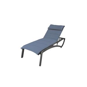 Grosfillex Sunset Blue Fabric Outdoor Stacking Chaise Lounge - 2 Each - UT470288 