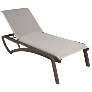 Grosfillex Sunset Beige Fabric Outdoor Stacking Chaise Lounge- 12 Each - UT741599 
