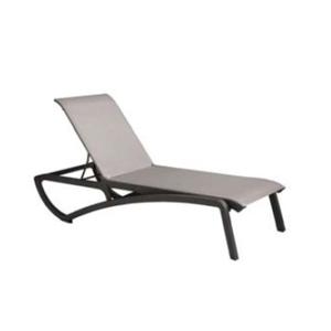 Grosfillex Sunset Gray Fabric Outdoor Stacking Chaise Lounge - 12 Each - UT740288 
