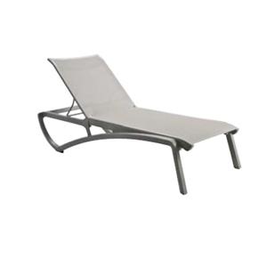 Grosfillex Sunset Gray Fabric Outdoor Stacking Chaise Lounge - 12 Each - UT740289 