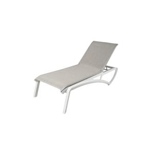 Grosfillex Sunset Beige Fabric Outdoor Stacking Chaise Lounge - 2 Each - UT247096