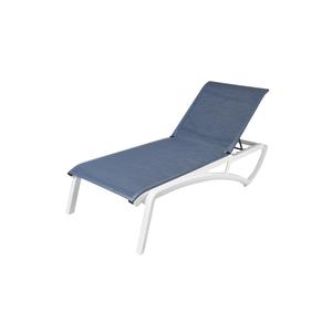 Grosfillex Sunset Blue Fabric Outdoor Stacking Chaise Lounge - 12 Each - UT741096