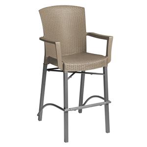 Grosfillex Havana Classic Taupe Resin Outdoor Barstool with Aluminum Base - US254181 