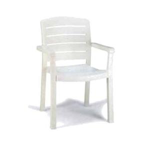 Grosfillex Acadia Classic White Resin Outdoor Stacking Armchair - 1 Doz - 46119004