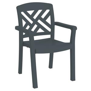 Grosfillex Sanibel Classic Charcoal Resin Stacking Armchair - 1 Doz - US451002