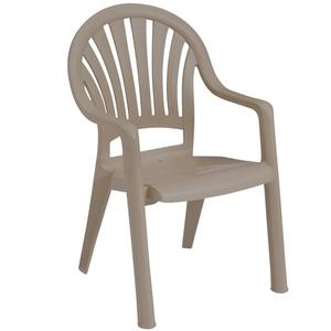 Grosfillex Pacific Fanback French Taupe Resin Stacking Armchair - 49092181 