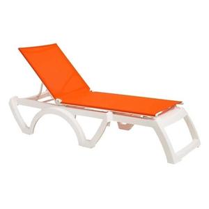 Grosfillex Jamaica Beach Orange Outdoor Folding Chaise - 16 Per Set - UT878019 