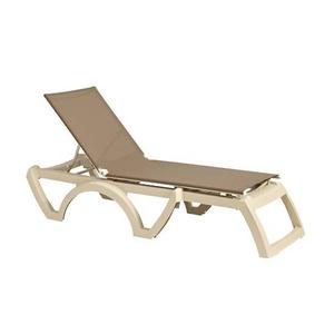 Grosfillex Jamaica Beach Taupe Outdoor Folding Chaise - 16 Per Set - UT167181 
