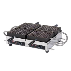 Eurodib Krampouz Double 4in x 7in Liege Cast Iron Waffle Maker - WECCHBAT 