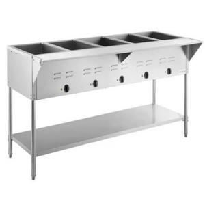 Falcon Food Service 5 Well Natural Gas Steam Table with Adjustable Undershelf - HFT-5-NG 
