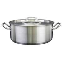 Thunder Group 30qt 18/8 Stainless Steel Induction Ready Brazier with Lid - SLSBP4030 