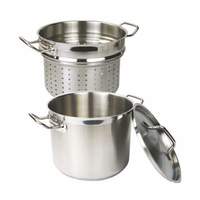 Thunder Group 12qt Stainless Steel Induction Ready Pasta Cooker Set - SLSPC4012 