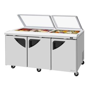 Turbo Air 72" Wide Sandwich Salad Prep Table With Glass Lid - TST-72SD-N-GL