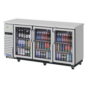 Turbo Air 73in Wide Three Section Narrow Back Bar Cooler Glass Doors - TBB-24-72SGSD-N 