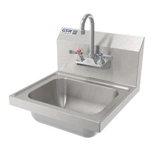 GSW USA 20" x 17" Wall Mount Hand Sink With Gooseneck Spout Faucet - HS-2017W