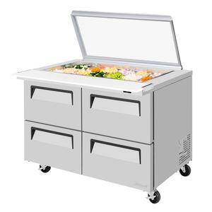 Turbo Air 48" Four Drawer Mega Top Prep Table With Glass Lid - TST-48SD-18-D4-N-GL