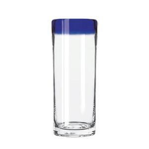 Libbey Aruba 16 oz Anneal Treated Zombie Glass w/ Blue Rim - 1 Doz - 92304
