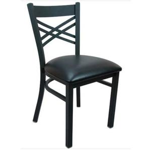Falcon Food Service Black Metal Frame Cross Back Indoor Side Chair - CH-11