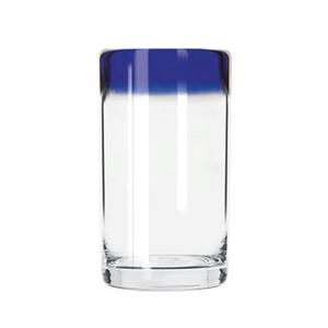 Libbey Aruba 16 oz Anneal Treated Cooler Glass w/ Blue Rim - 1 Doz - 92303
