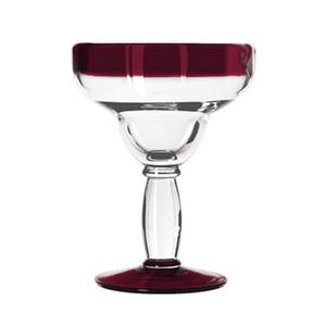 Libbey Aruba 12oz Anneal Treated Margarita Glass w/ Red Rim -1 Doz - 92308R