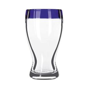 Libbey Aruba 12oz Anneal Treated Beer Glass w/ Blue Rim - 1 Doz - 92312