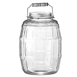 Anchor Hocking 2-1/2 Gallon Glass Barrel Jar w/ Brushed Metal Lid - 85679AHG17