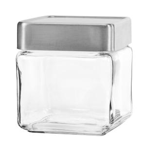 Anchor Hocking 1qt Stackable Glass Square Jar with Metal Lid - 6 Per Case - 85753 
