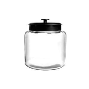 Anchor Hocking Montana 64 oz. Glass Jar w/ Black Metal Lid - 2 Per Case - 96711AHG17