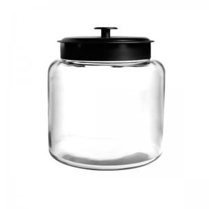 Anchor Hocking Montana 96 oz. Glass Jar w/ Black Metal Lid - 2 Per Case - 96712AHG17