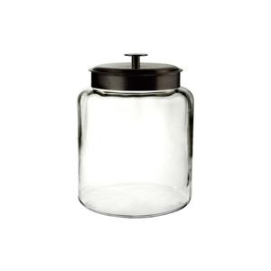 Anchor Hocking Montana 2 Gallon Clear Glass Jar w/ Black Metal Cover - 98531AHG17