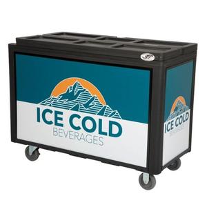 Iowa Rotocast Plastics Portable Beverage Carrier 24in x 51in w/ 'ICE COLD' Graphics - ARCTIC - ICE COLD GRAPHICS
